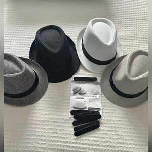 Stylish Fedora Hat Set of 4 in Black, Gray, and White